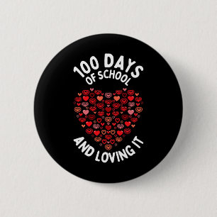 Chapa Redonda De 5 Cm 100 días de escuela de corazón lindo feliz 100 día