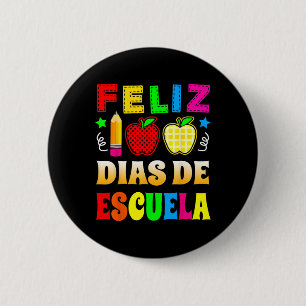 Chapa Redonda De 5 Cm 100 Días De Escuela Español - Feliz 100 Dias De Es