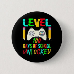 Chapa Redonda De 5 Cm 100 Días De Escuela Niños De Videojuegos Jugadores