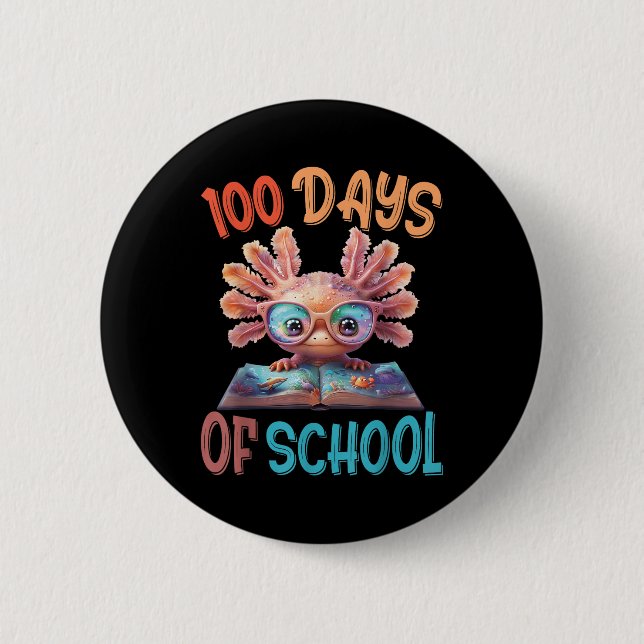 Chapa Redonda De 5 Cm 100 Días Escolares del Mar Axolotl 100º Día De (Anverso)