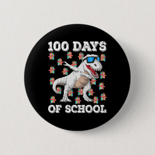 Chapa Redonda De 5 Cm 100 Días Escolares T-rex Dabbing Niños 100º D