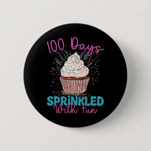 Chapa Redonda De 5 Cm 100 Días Espolvoreados Con Diversión Cupcake Niños