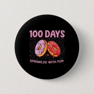 Chapa Redonda De 5 Cm 100 Días Espolvoreados Con Donut Divertido 100º Dí