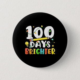 Chapa Redonda De 5 Cm 100 días más brillantes Feliz 100° día de clases