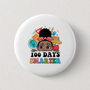 Chapa Redonda De 5 Cm 100 días más inteligente Chica afro-negra Melanin
