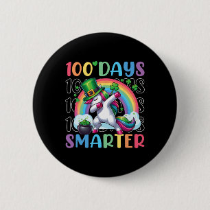 Chapa Redonda De 5 Cm 100 Días Más Inteligente Dabbing Irlandés Unicorni