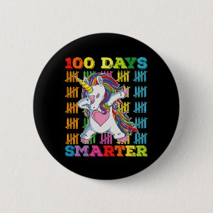 Chapa Redonda De 5 Cm 100 días más inteligentes, unicornio, 100 días de