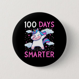 Chapa Redonda De 5 Cm 100 días niños Chicas más inteligentes Unicorn 100