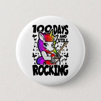 Chapa Redonda De 5 Cm 100 Días Y Aún Rockeando - 100 Días De Escuela De