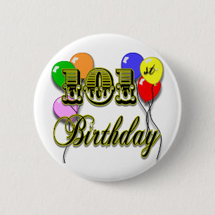 Chapa Redonda De 5 Cm 101o Cumpleaños con los globos