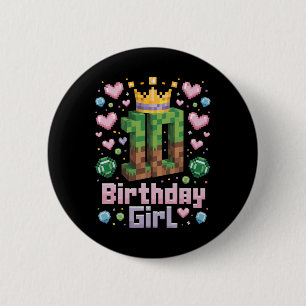 Chapa Redonda De 5 Cm 10.ª Chica de cumpleaños Camisa de juego Pixel Fie