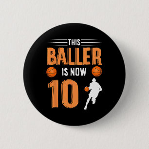 Chapa Redonda De 5 Cm 10.º Baller De Baloncesto De Cumpleaños Ahora Tien