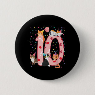 Chapa Redonda De 5 Cm 10.º Chica de cumpleaños lindo traje de gato de 10