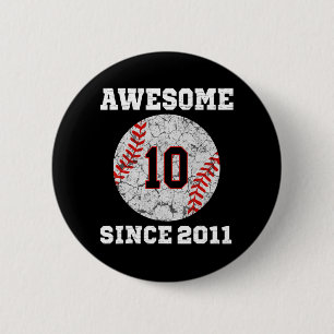 Chapa Redonda De 5 Cm 10.º regalo de los amantes del béisbol de 10 años