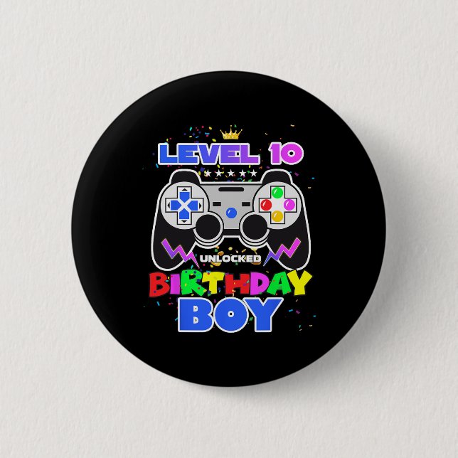 Chapa Redonda De 5 Cm 10 Videojuego de Birthday Boy 10 cumpleaños desblo (Anverso)