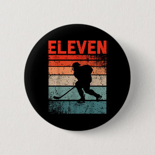 Chapa Redonda De 5 Cm 11.º cumpleaños Hockey sobre hielo Retro Niño de 1