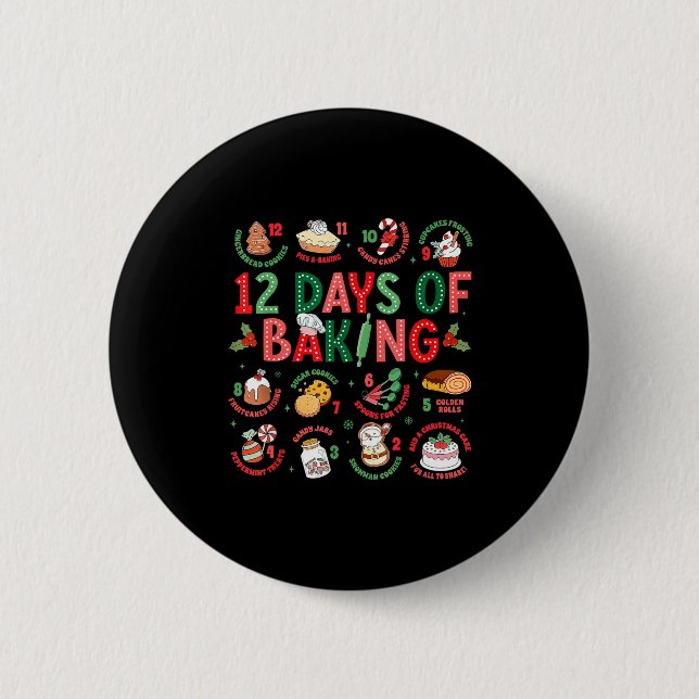 Chapa Redonda De 5 Cm 12 Days Of Baking Baker Christmas Cook Chef Baking (Anverso)