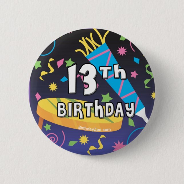 Chapa Redonda De 5 Cm 13.º cumpleaños (Anverso)