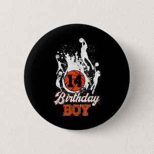Chapa Redonda De 5 Cm 14 años del Bsketbyll Temático Birthday Boy 14 año