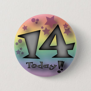 Chapa Redonda De 5 Cm 14 hoy insignia de cumpleaños