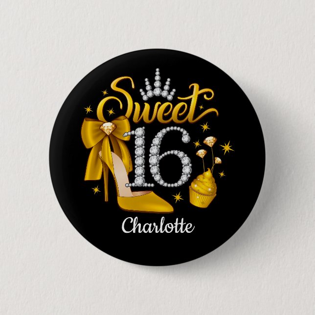 Chapa Redonda De 5 Cm 16º cumpleaños. Dulces 16 chicas (Anverso)
