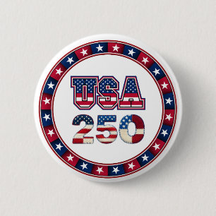 Chapa Redonda De 5 Cm 1776–2026 Patriótico USA 250 Aniversario