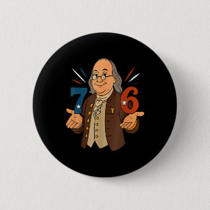 Chapa Redonda De 5 Cm 1776 Divertido Benjamin Ben Franklin Meme Seis Sie