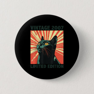 Chapa Redonda De 5 Cm 18 Years Old Gift Vintage 2007 Cat Lover 18th Birt