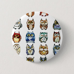 Chapa Redonda De 5 Cm 19 búhos y 1Cat