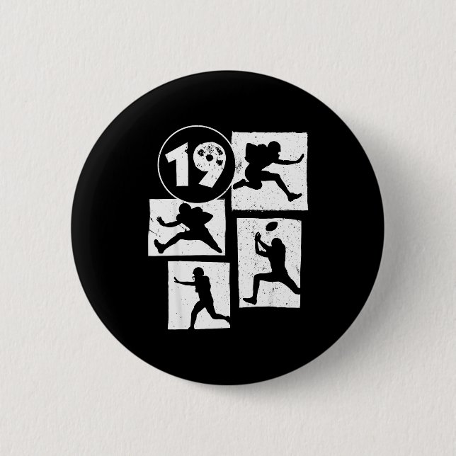 Chapa Redonda De 5 Cm 19th Birthday Retro American Football 19 Years Old (Anverso)