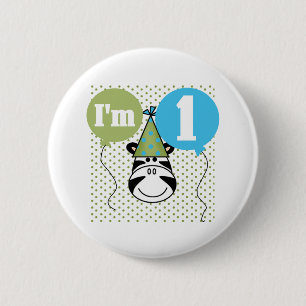 Chapa Redonda De 5 Cm 1r cumpleaños de la cebra