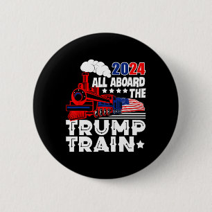 Chapa Redonda De 5 Cm 2024 Todo A Bordo Del Tren Trump Bandera Estadouni