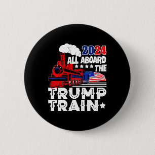 Chapa Redonda De 5 Cm 2024 Todo A Bordo Del Tren Trump Bandera Estadouni