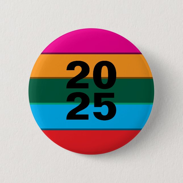Chapa Redonda De 5 Cm 2025 Líneas Coloridas Negrita (Anverso)
