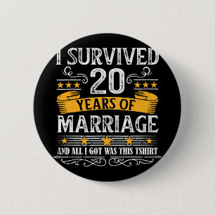 Chapa Redonda De 5 Cm 20.º Aniversario Boda Parejas Camisas Esposo Wif
