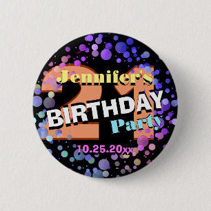 Chapa Redonda De 5 Cm 21ra fiesta de cumpleaños del personalizado