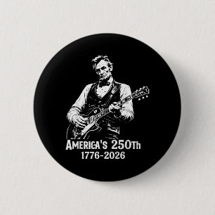 Chapa Redonda De 5 Cm 250 Aniversario Usa Abe 16º Presidente Guitarra 25