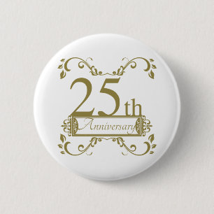 Chapa Redonda De 5 Cm 25.º Aniversario Boda