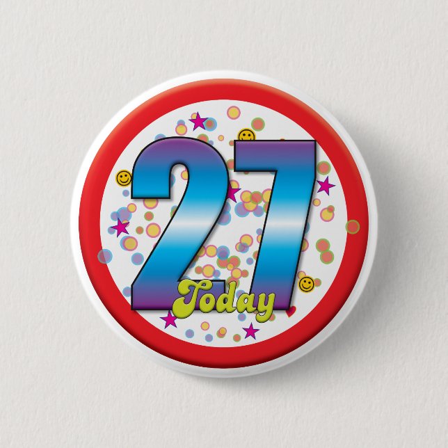 Chapa Redonda De 5 Cm 27mo Cumpleaños hoy v2 (Anverso)