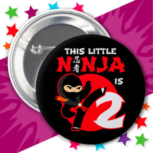 Chapa Redonda De 5 Cm 2.º cumpleaños Fiesta de niños de 2 años, Ninja 2