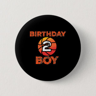 Chapa Redonda De 5 Cm 2.º Fiesta de baloncesto de cumpleaños de 2 años