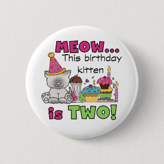 Chapa Redonda De 5 Cm 2.º gatito de cumpleaños camisetas y regalos