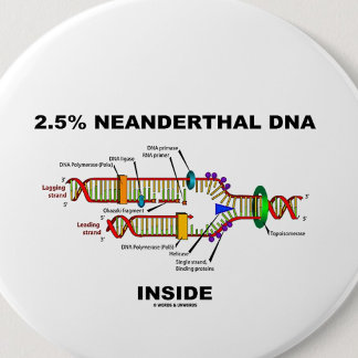 Chapa Redonda De 5 Cm 2,5% ADN neandertal Adentro (replicación del ADN)