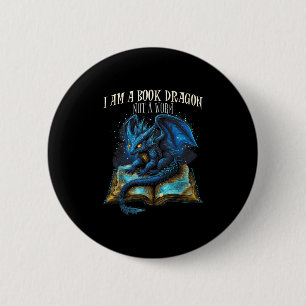 Chapa Redonda De 5 Cm #2 Cita De Folletos Soy Un Dragón De Libros No Un
