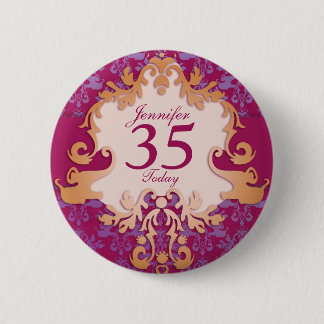 Chapa Redonda De 5 Cm "35 Today" nombre de edad botón/insignia del elefa