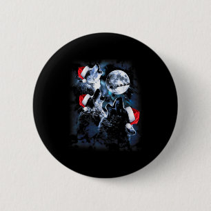 Chapa Redonda De 5 Cm 3 Lobos Aullando Bajo La Luna Navidad Santa Lobo L
