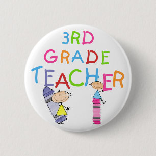 Chapa Redonda De 5 Cm 3ro camisetas y regalos del profesor del grado de