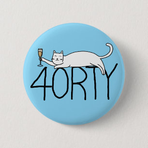 Chapa Redonda De 5 Cm 40.ª celebración de gatos de cumpleaños 40 años cu