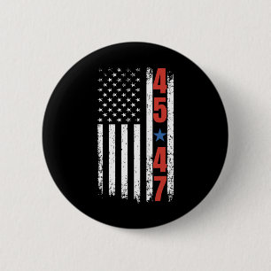 Chapa Redonda De 5 Cm 45 47 Trump Presidente Bandera Americana Vintage T