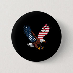 Chapa Redonda De 5 Cm 4 De Julio Bald Eagle Estados Unidos Bandera Patri